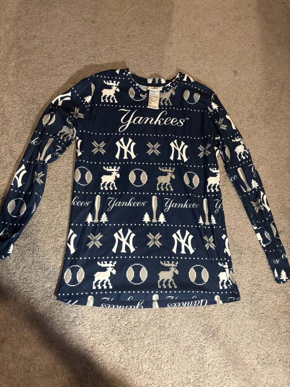 MLB New York Yankees Youth Large Ugly Christmas Sweater Long sleeve Pajama Top L